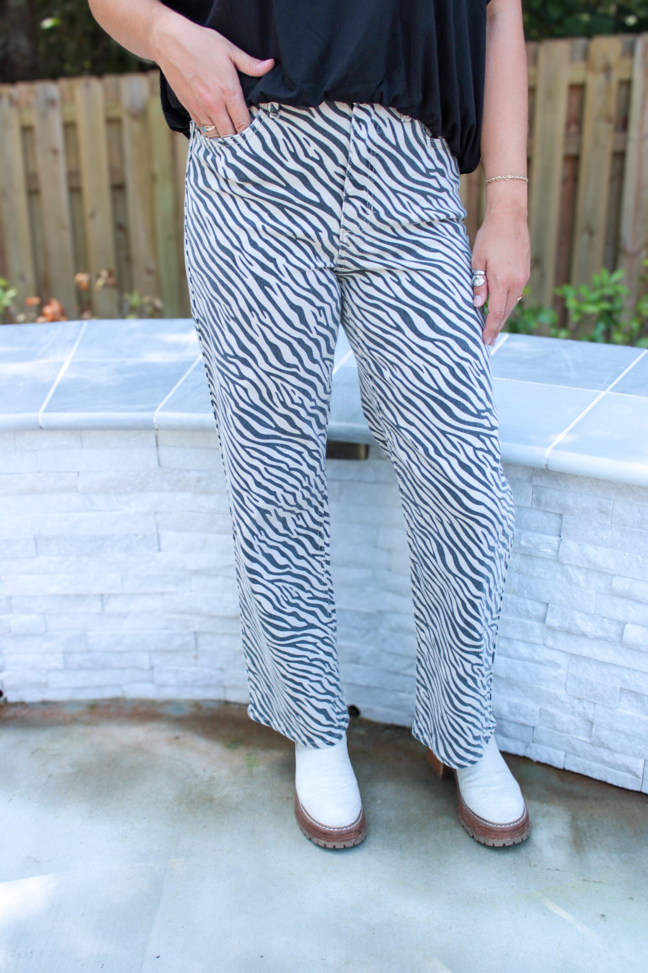 Millie Zebra Wide‑Leg Pants