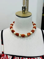 Marble Stone Cube & Ball Necklace