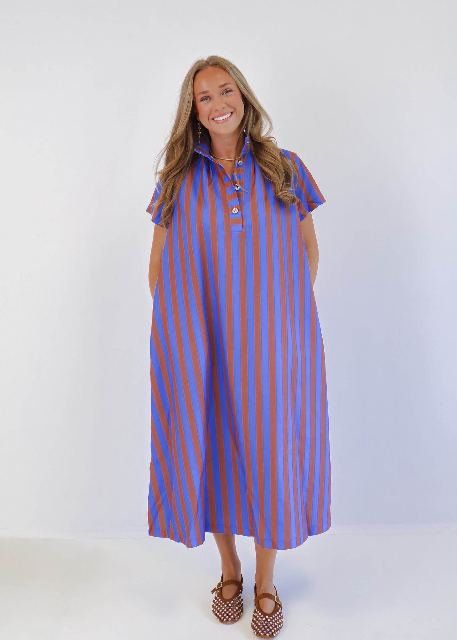 Mila Striped Midi Dress