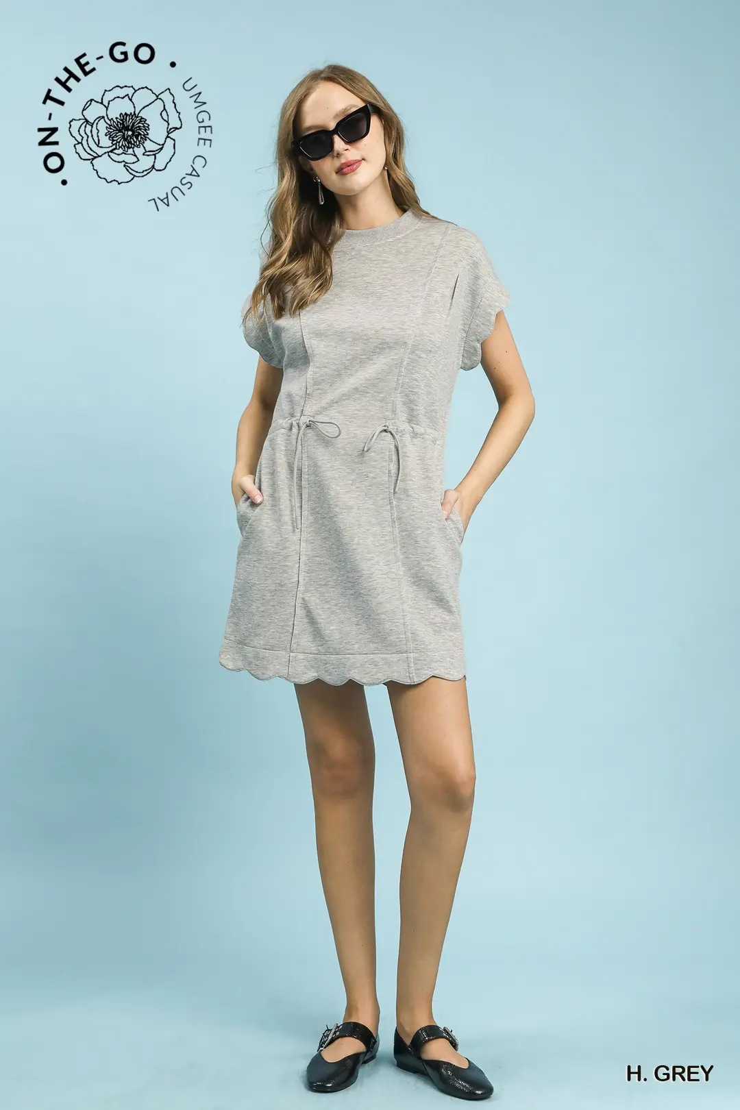 Clara Grey Scallop Dress