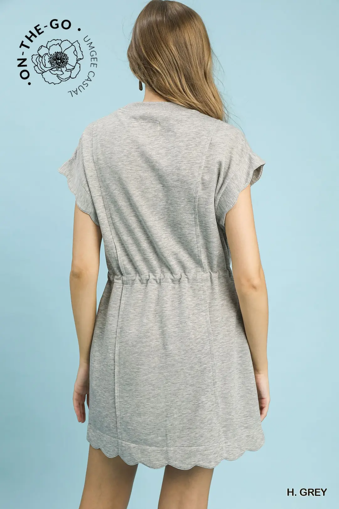 Clara Grey Scallop Dress