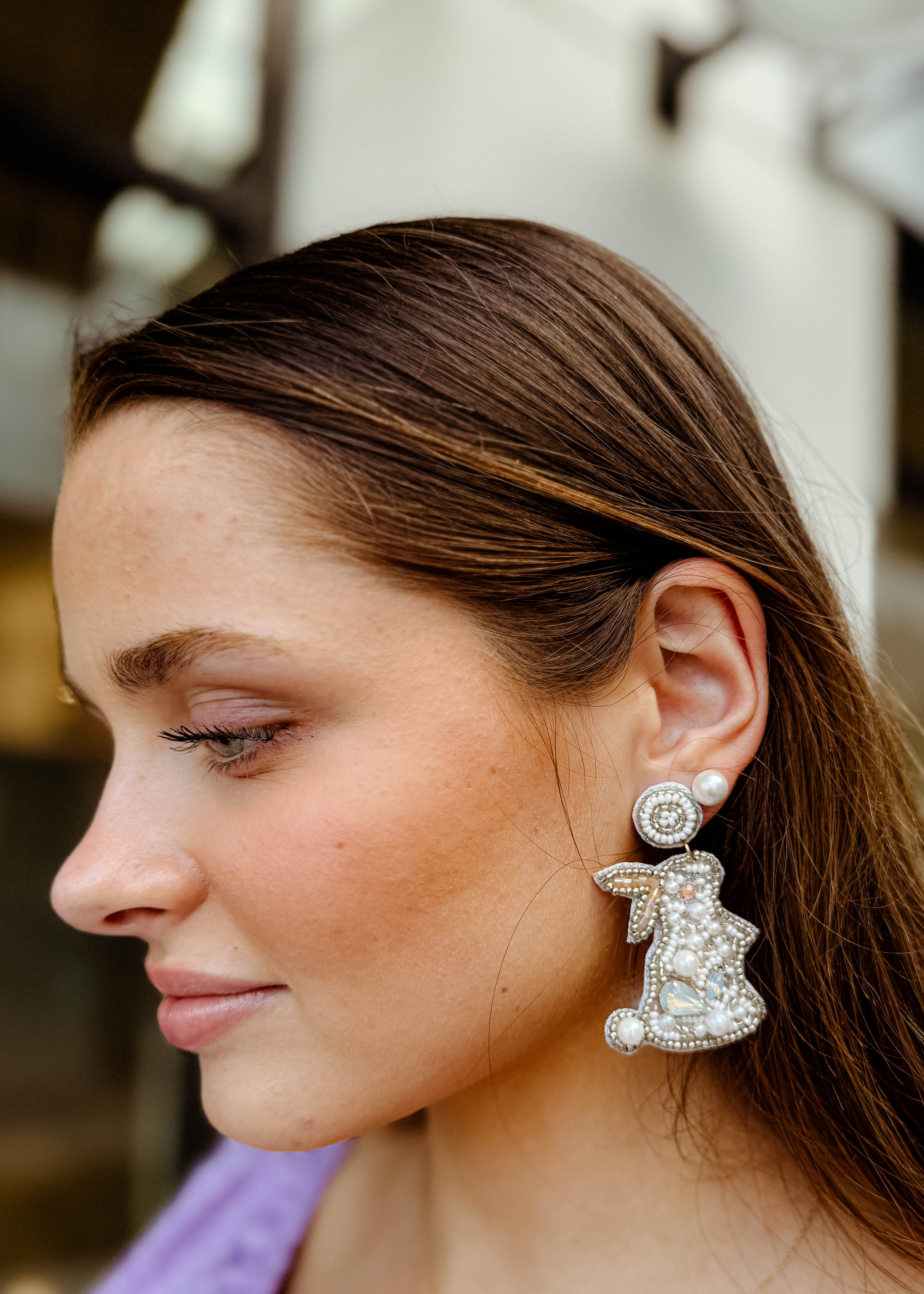 Beaded Easter Bunny Earrings