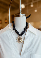 Bulldog Round Pendant Scarf Necklace