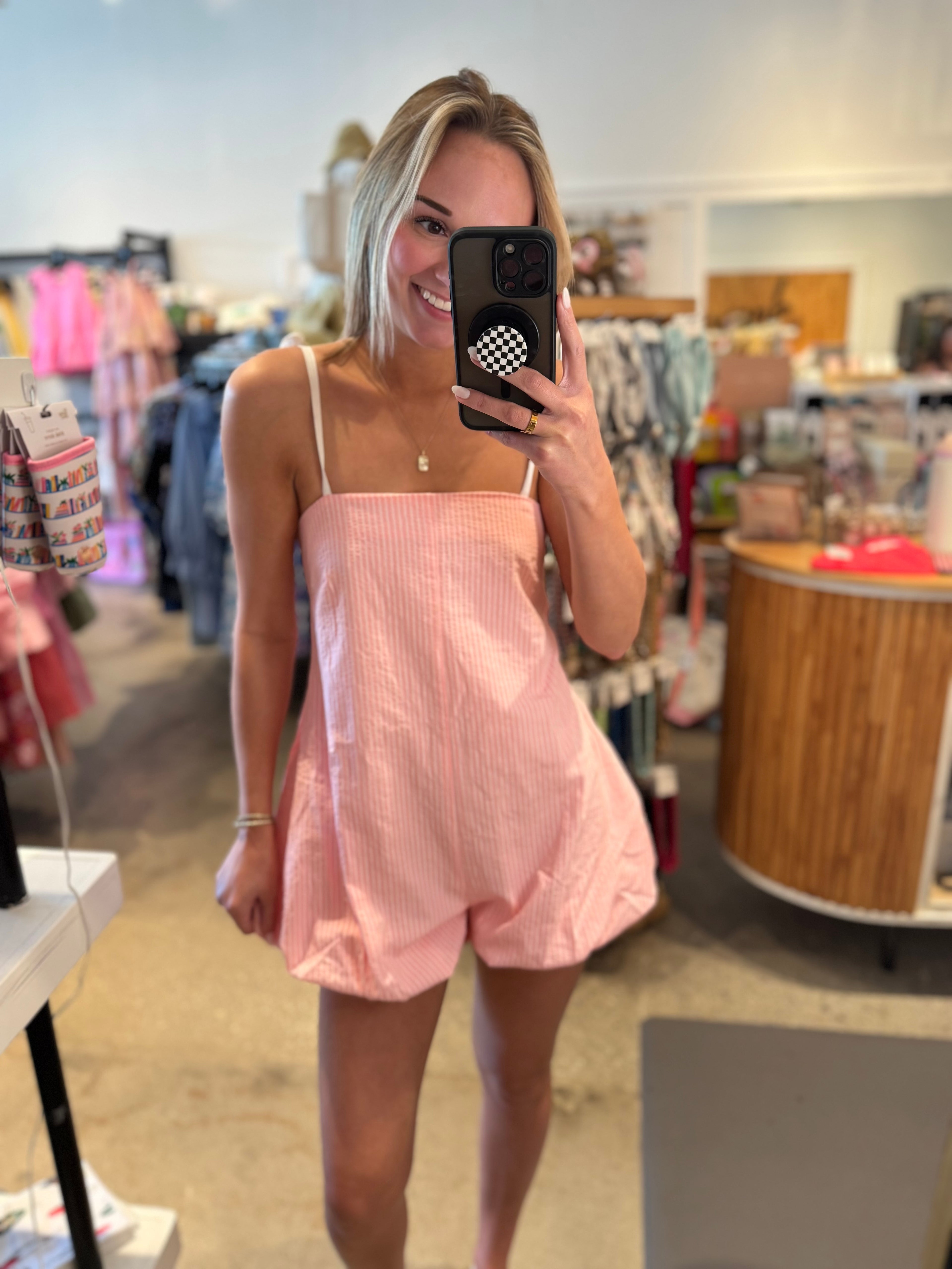 Farrah Bubble Hem Romper