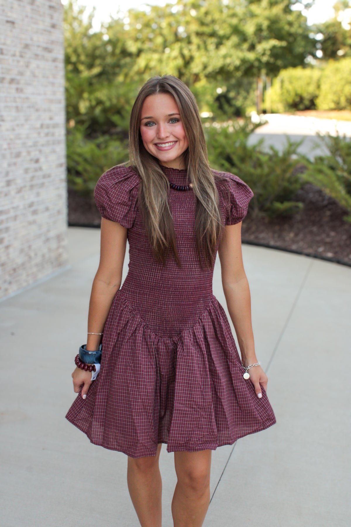 Hayley Smocked Gingham Mini Dress