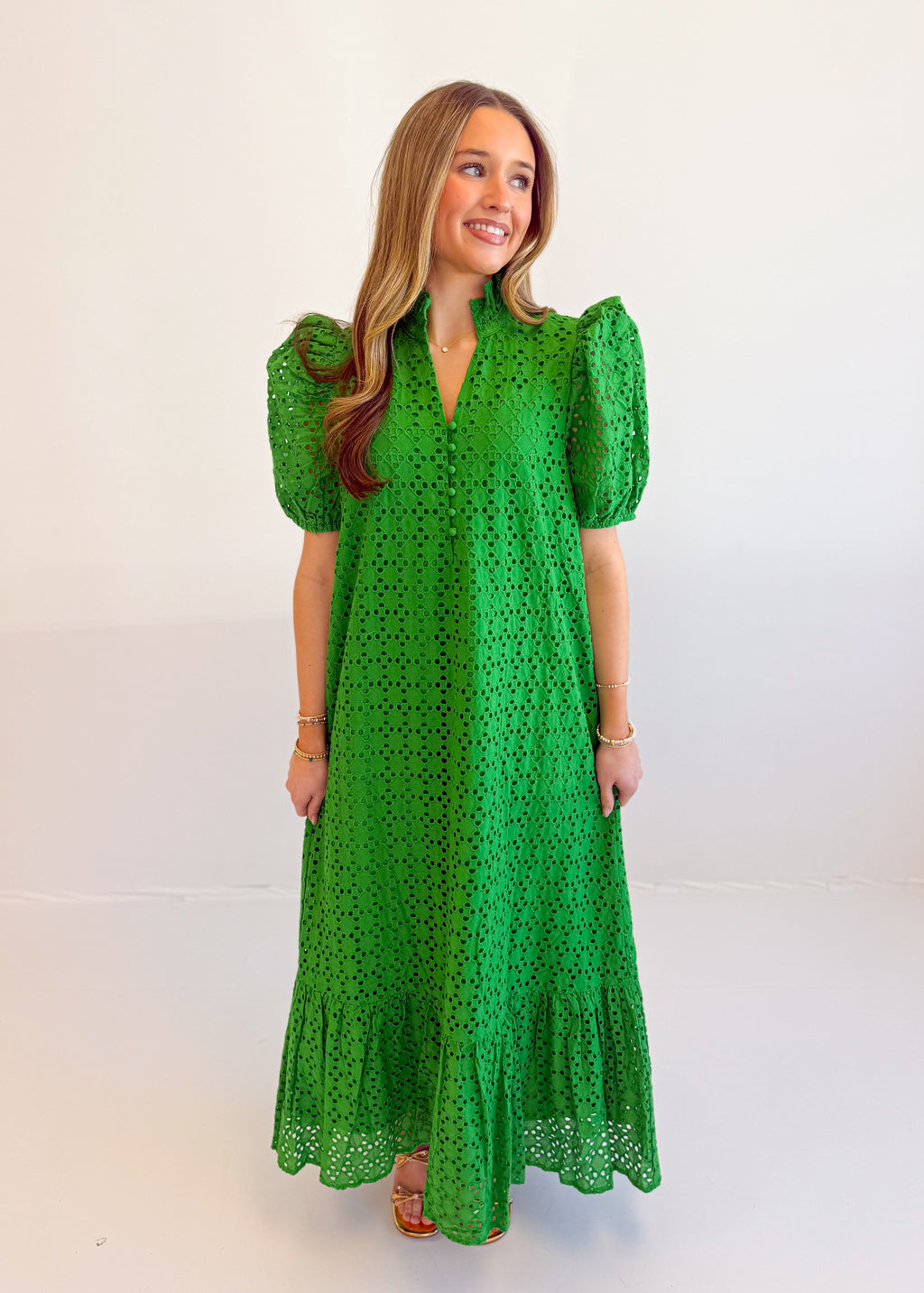 Holland Puff Sleeve Midi Dress