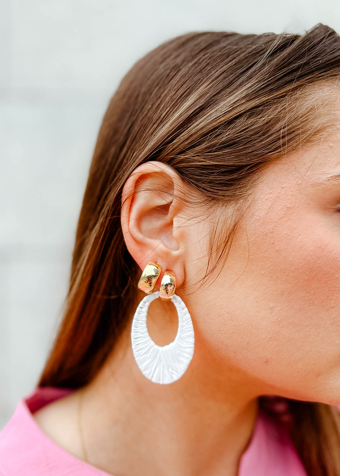 Raffia Oval Link Earring