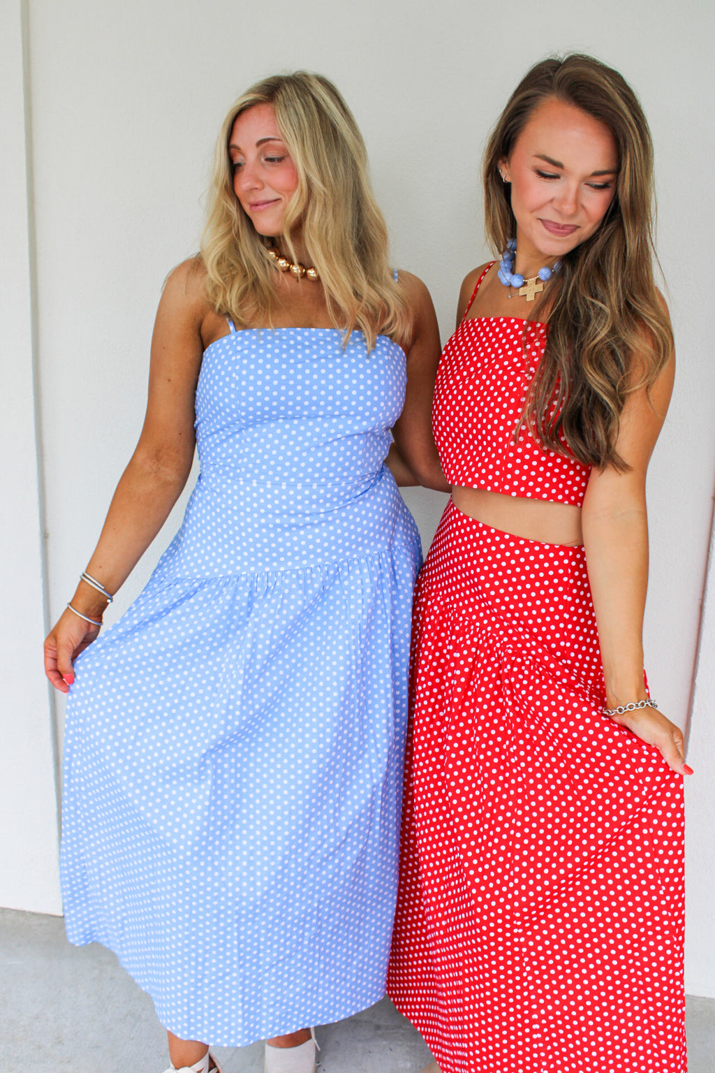 Jane Polka Dot Drop Waist Maxi Skirt