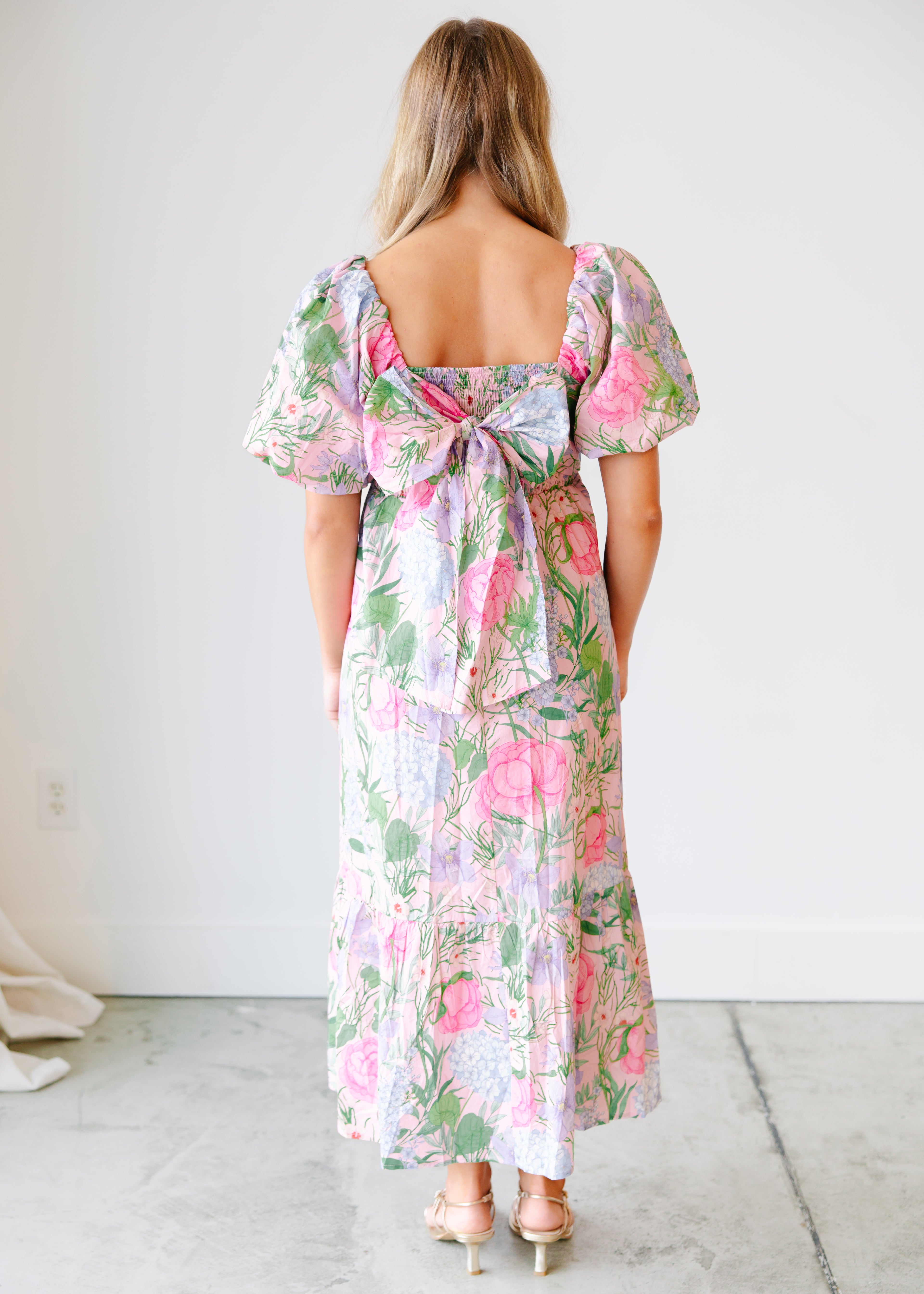 Annie Floral Square Neck Midi Dress