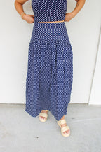 Jane Polka Dot Drop Waist Maxi Skirt