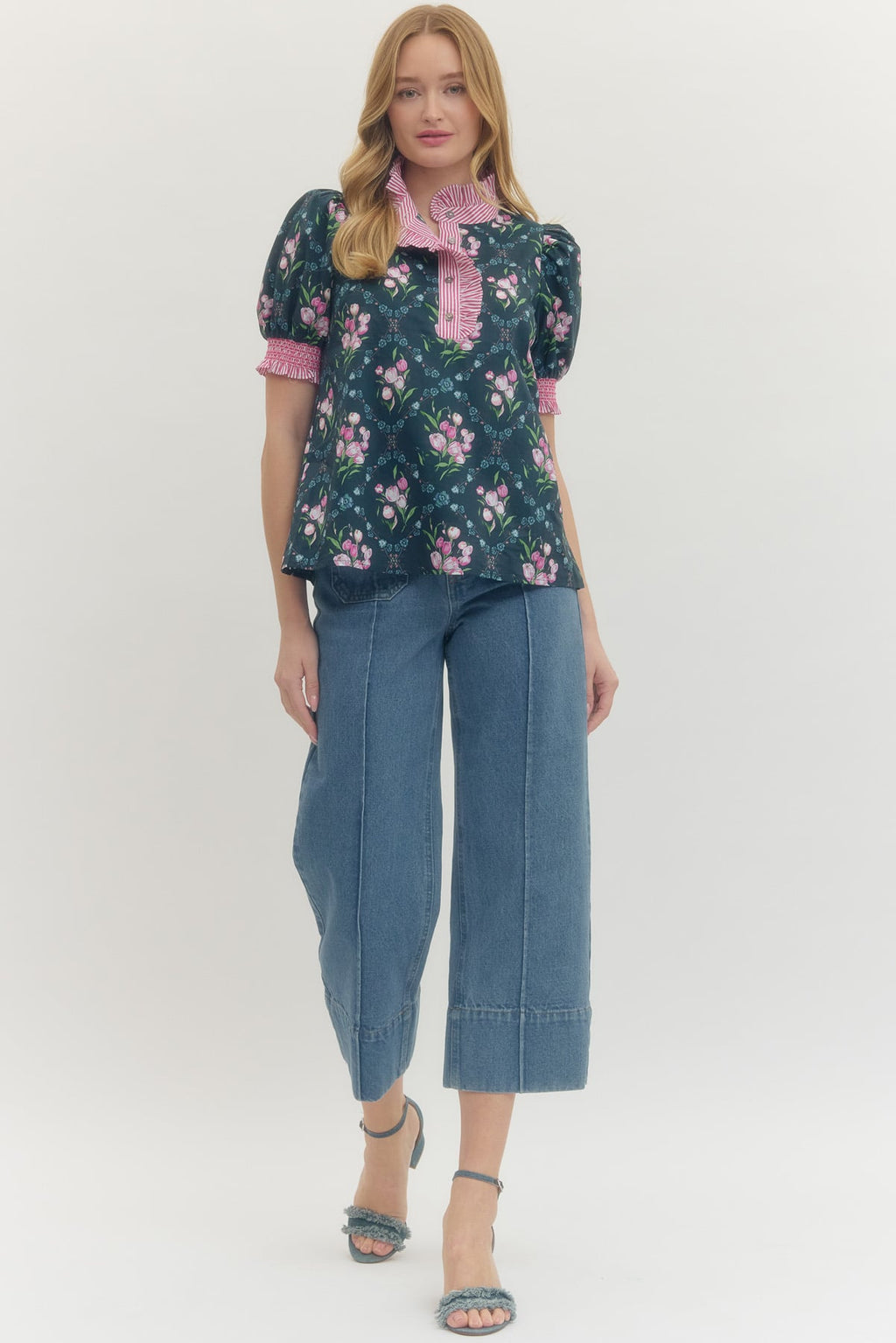 Kinsley Floral Contrast Trim Top