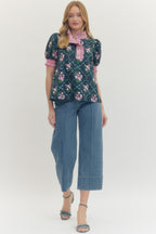 Kinsley Floral Contrast Trim Top