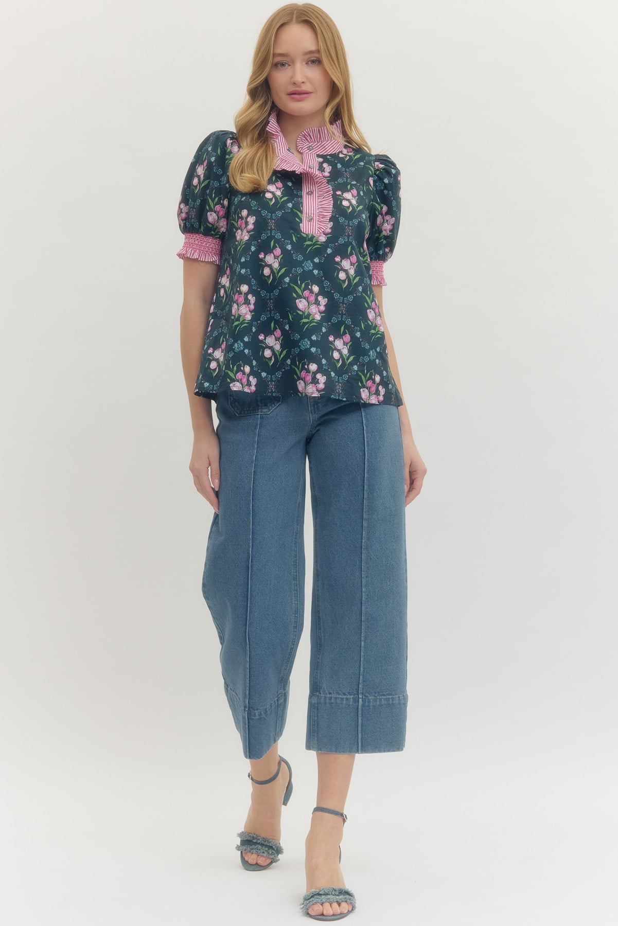 Kinsley Floral Contrast Trim Top