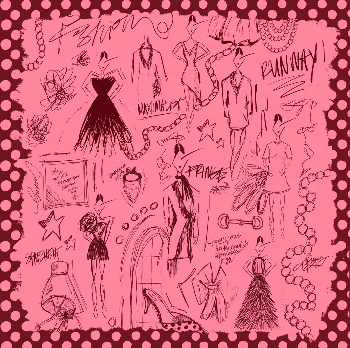 Fashion Sketch Silk Scarf