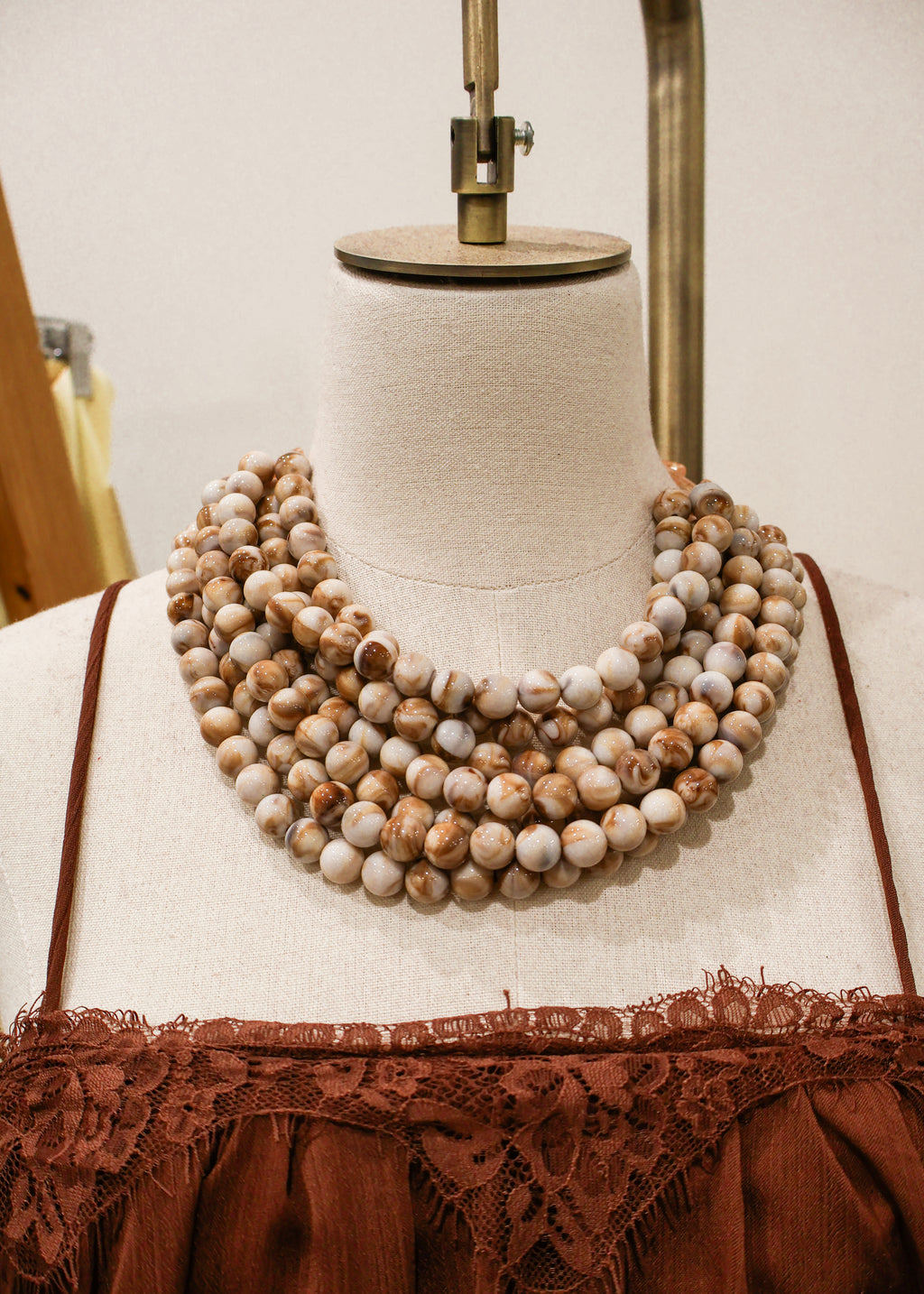 7 Layered Agate Ball Necklace