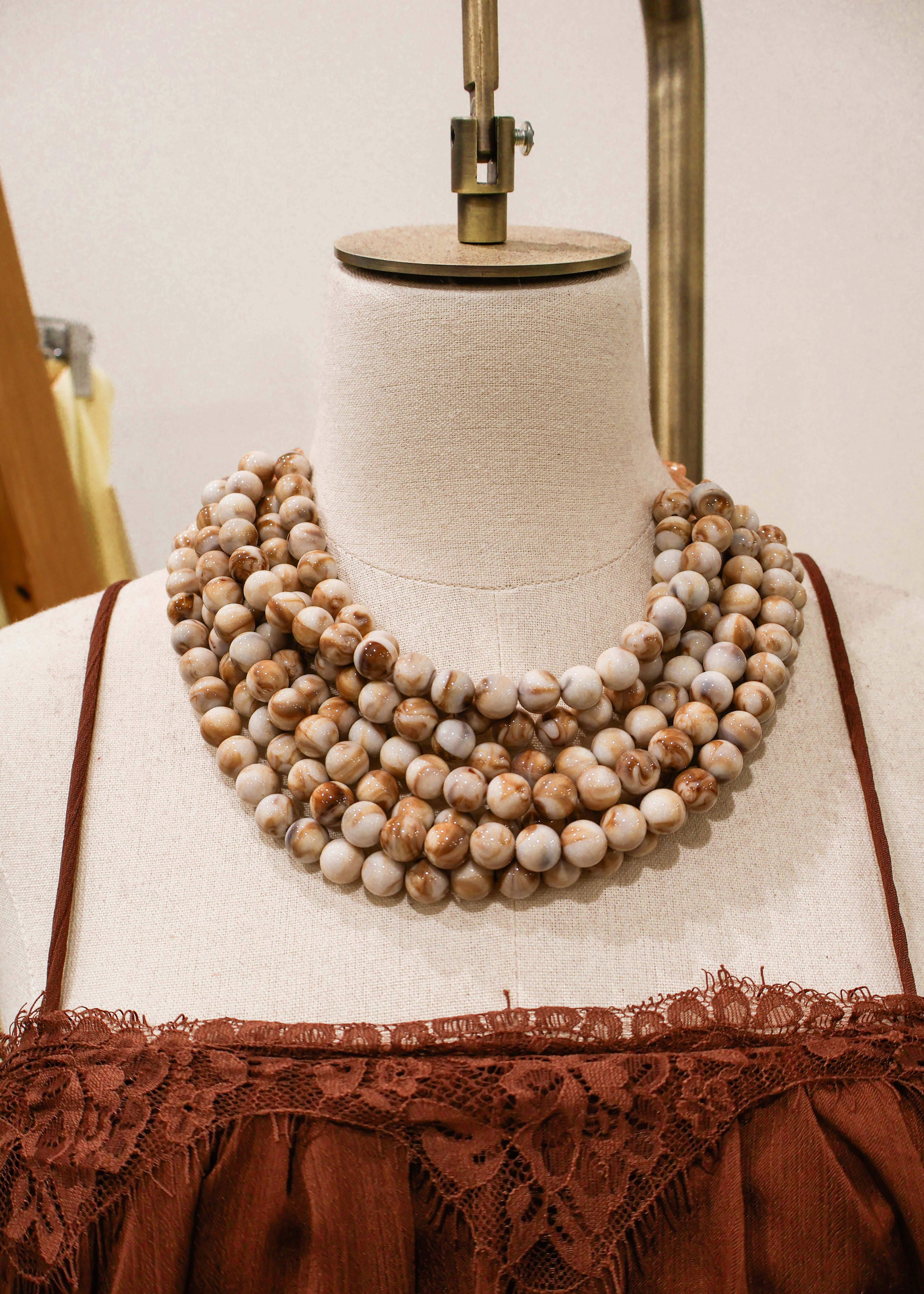 7 Layered Agate Ball Necklace