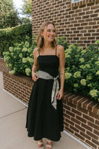 Ellie Scarf Accent Flare Maxi Dress