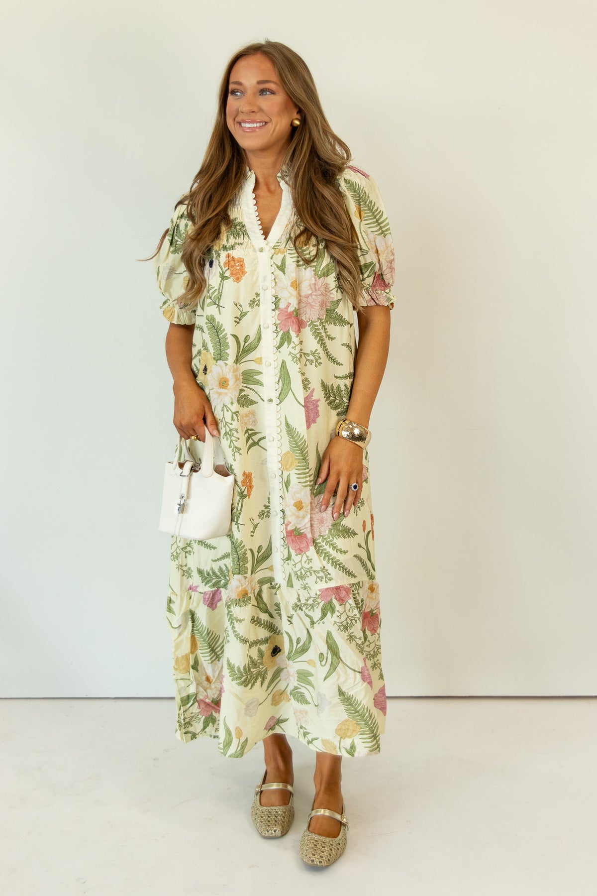 Eden Bloom Button Front Midi Dress