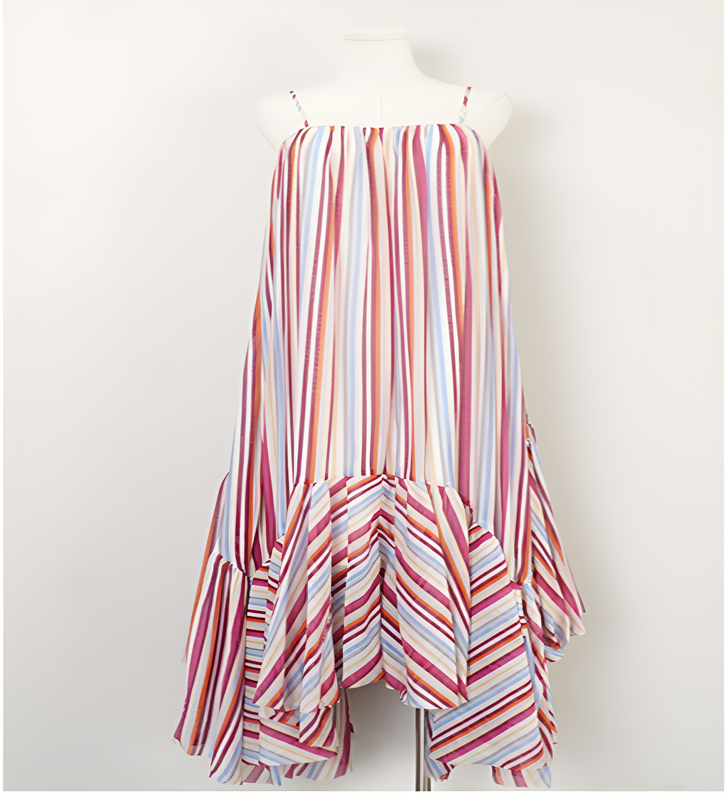 Camille Multi-Striped Ruffle Dress