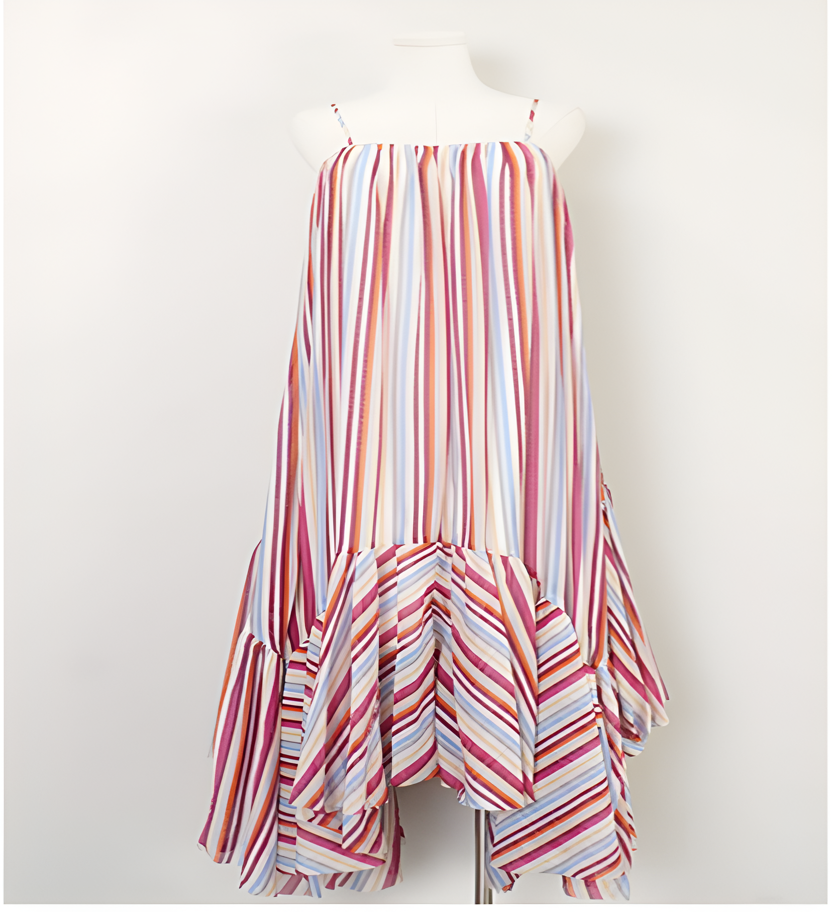 Camille Multi-Striped Ruffle Dress