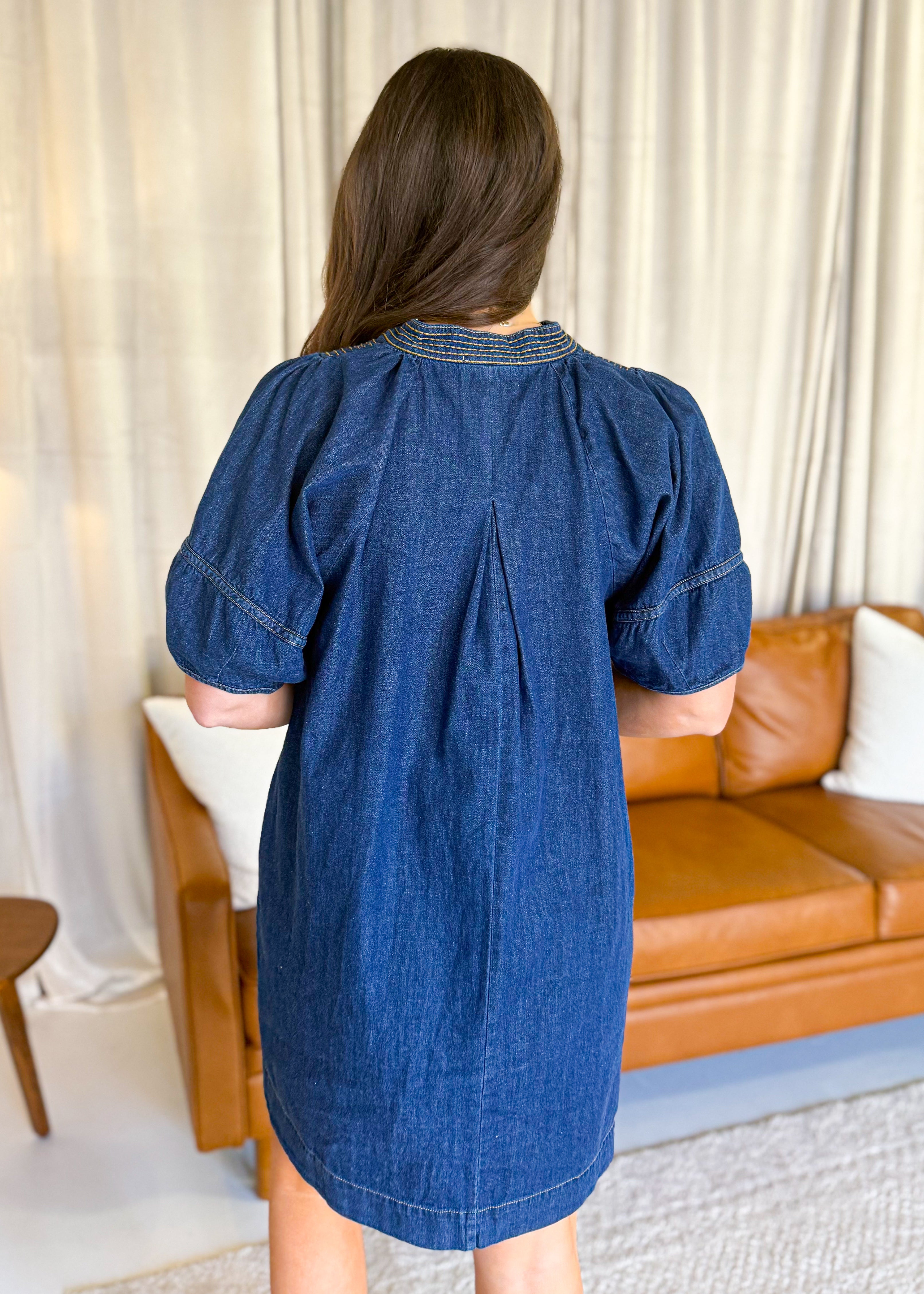 Camille Denim V-neck Mini Dress