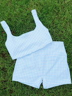 Gingham Print Ruched Bra Top