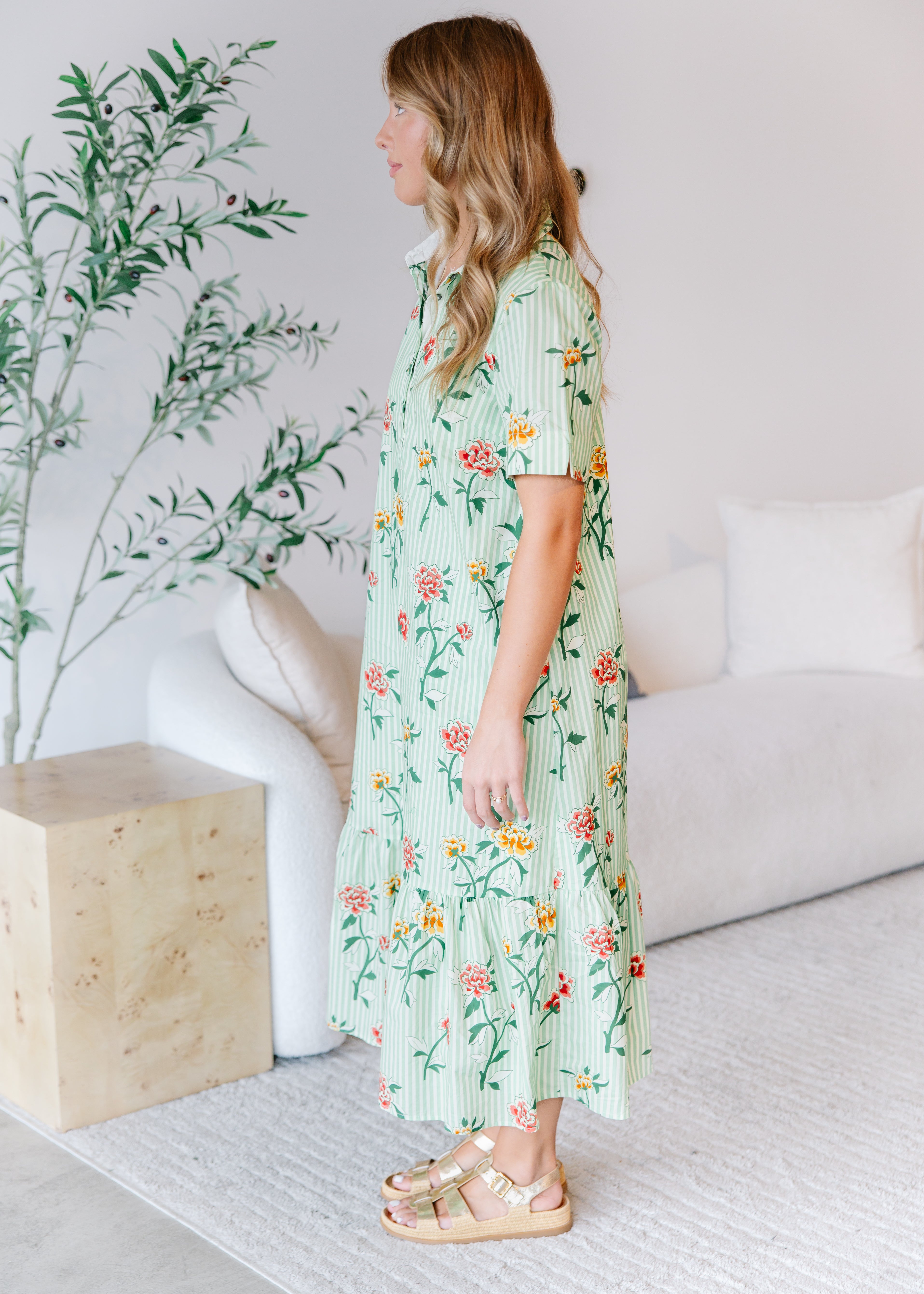 Marigold Floral Midi Dress