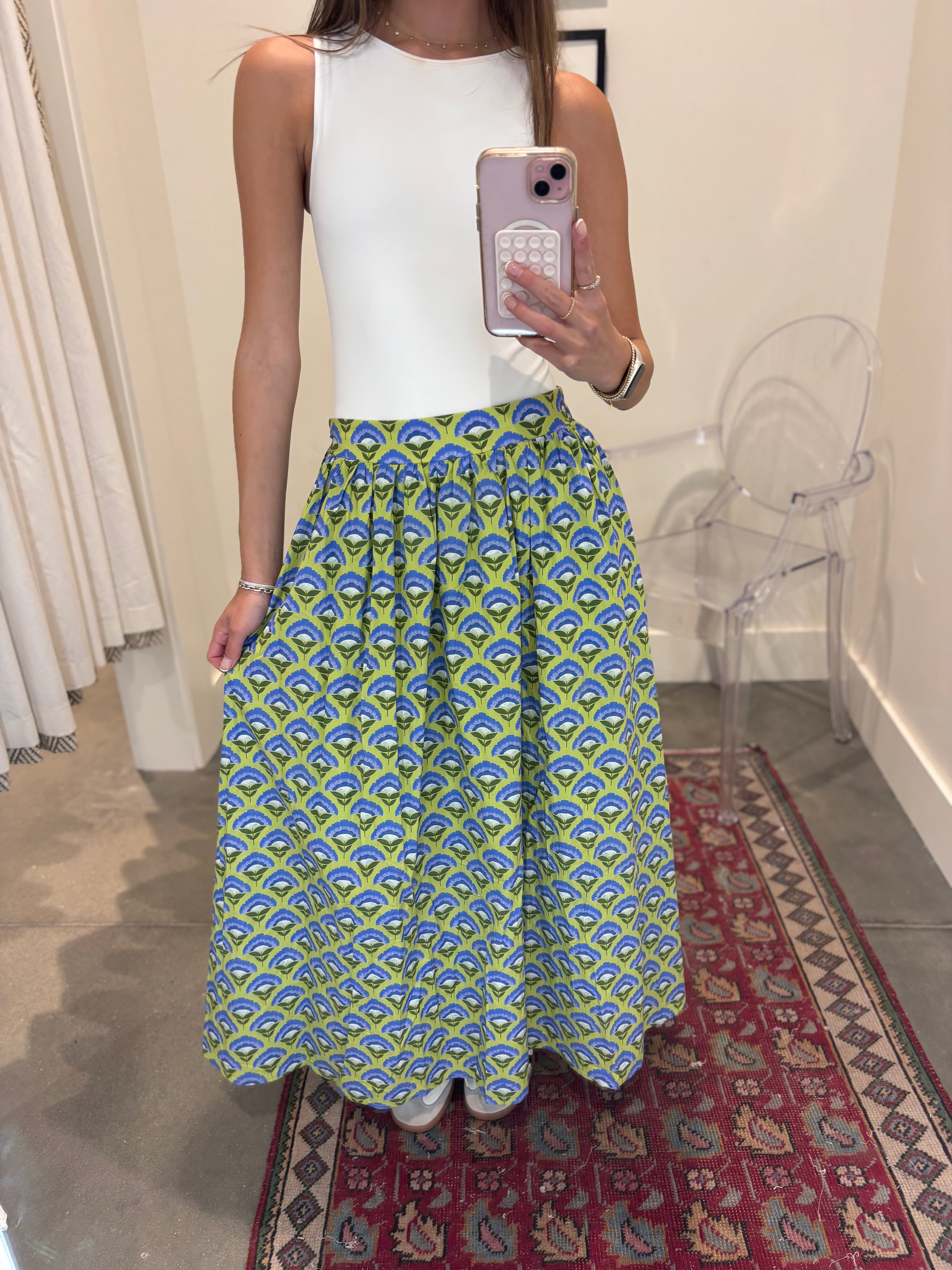 The Bradford Green Midi Skirt