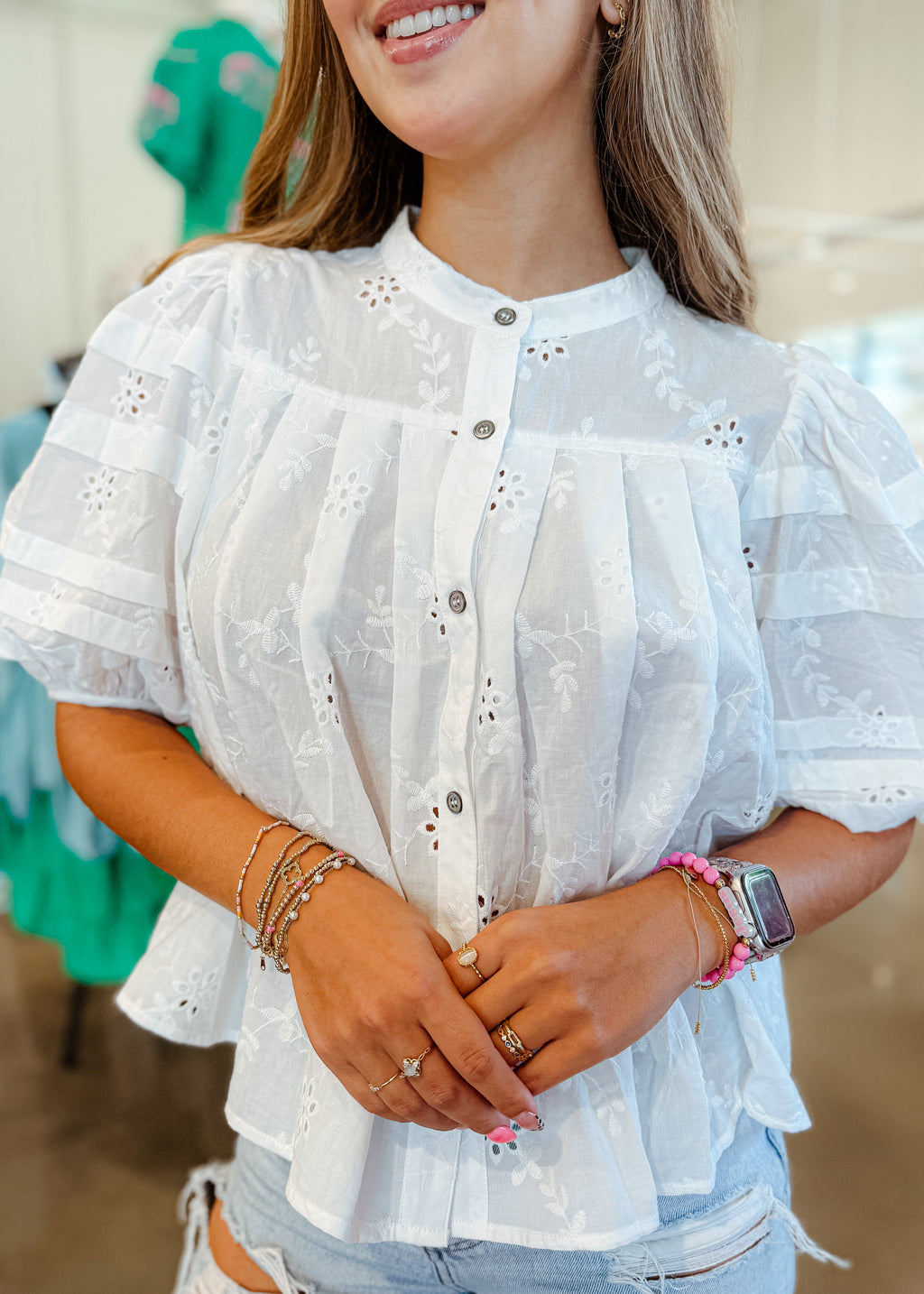 Christine Eyelet Top