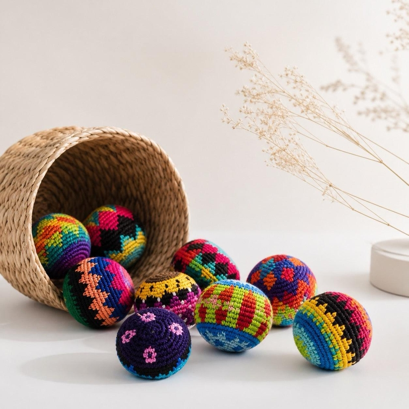 Knit Multicolor Foot Bag Stress Ball