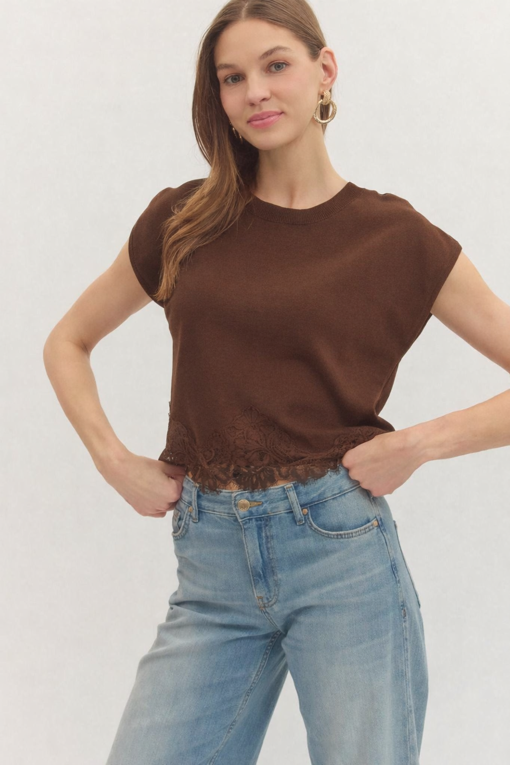 Lace Trim Boxy Tee