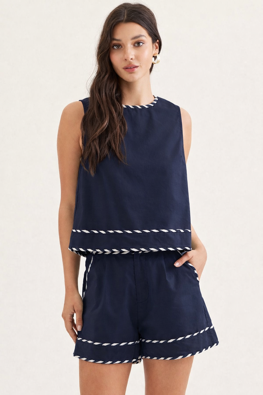 Nora Nautical Trim Top
