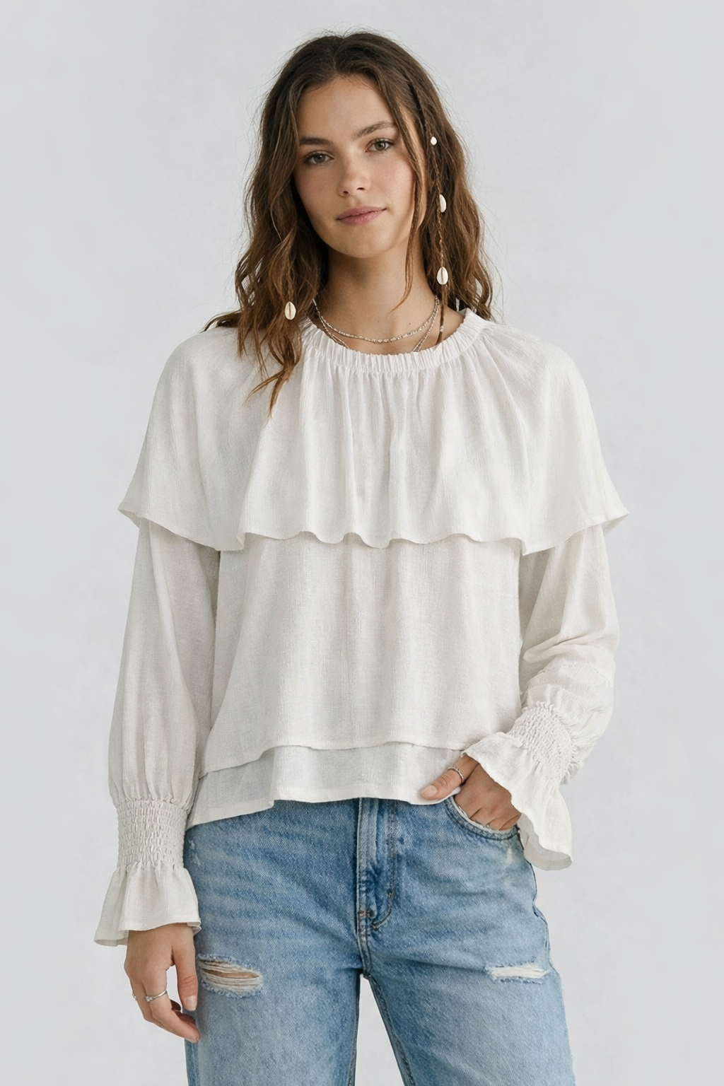 Giana Taupe Layered Blouse