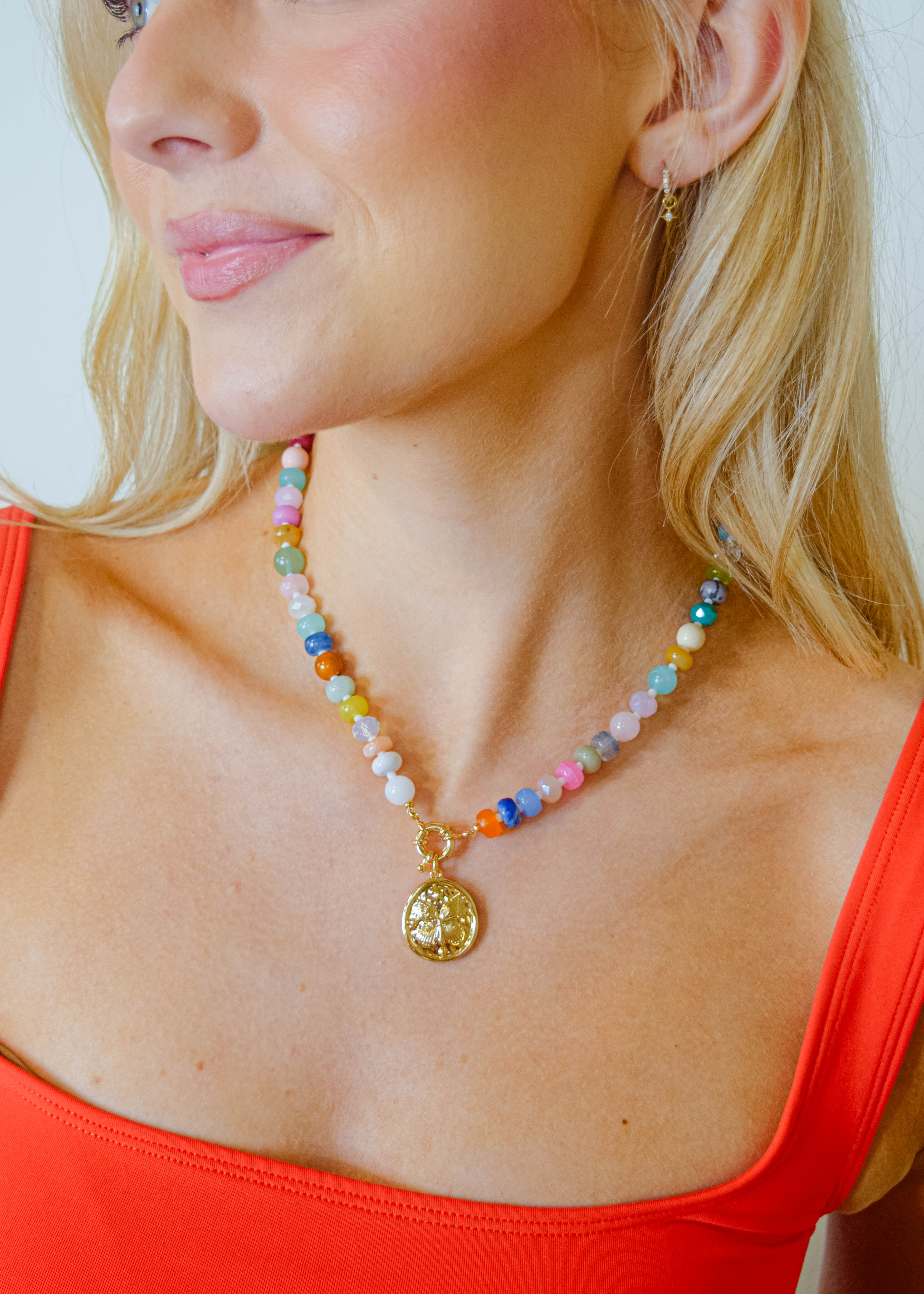 Butterfly Pendant Beaded Necklace