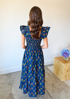 Flutter Sleeve Printed Midi Dress