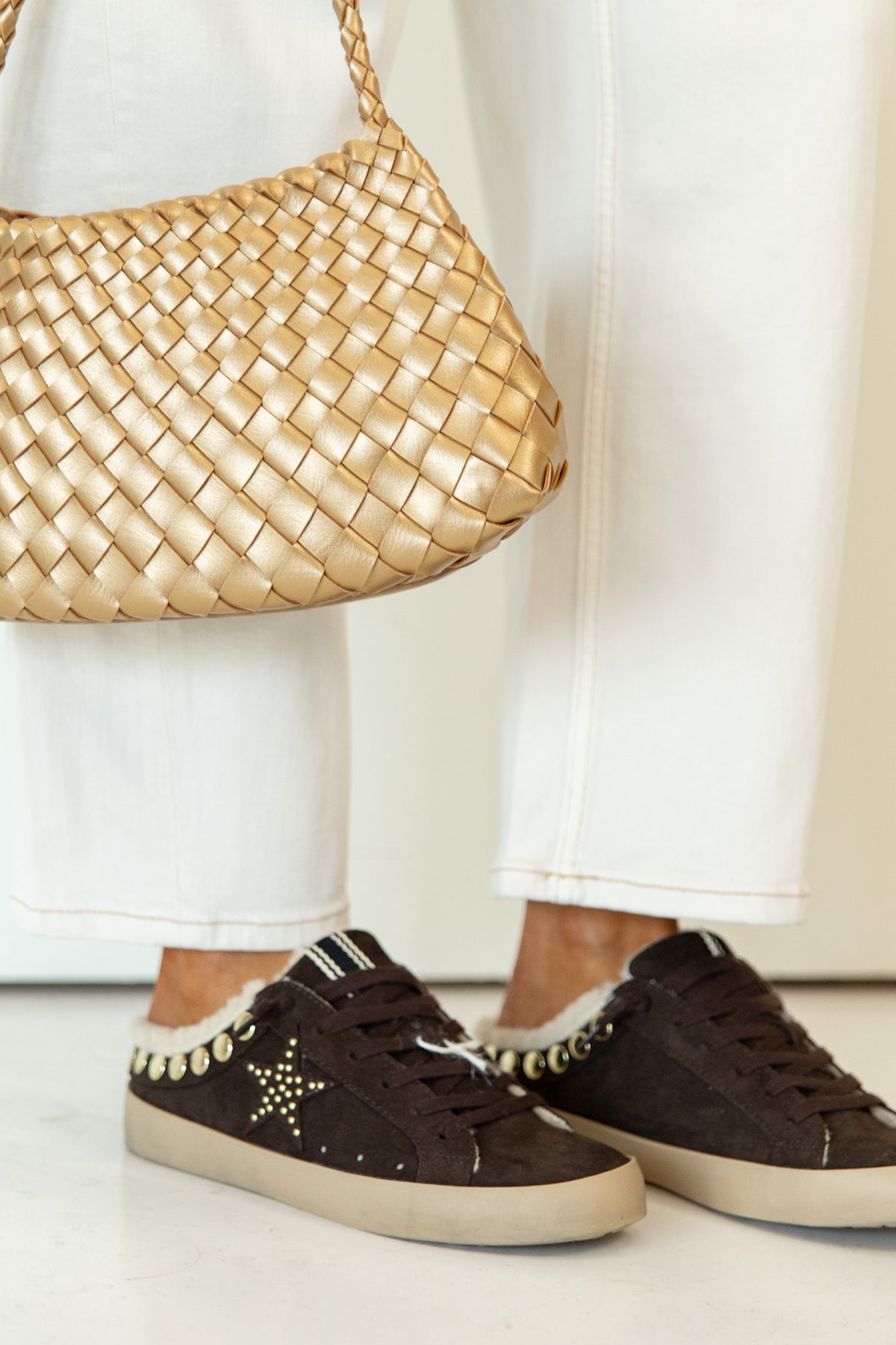 Pippa Studded Shearling Mule Sneaker
