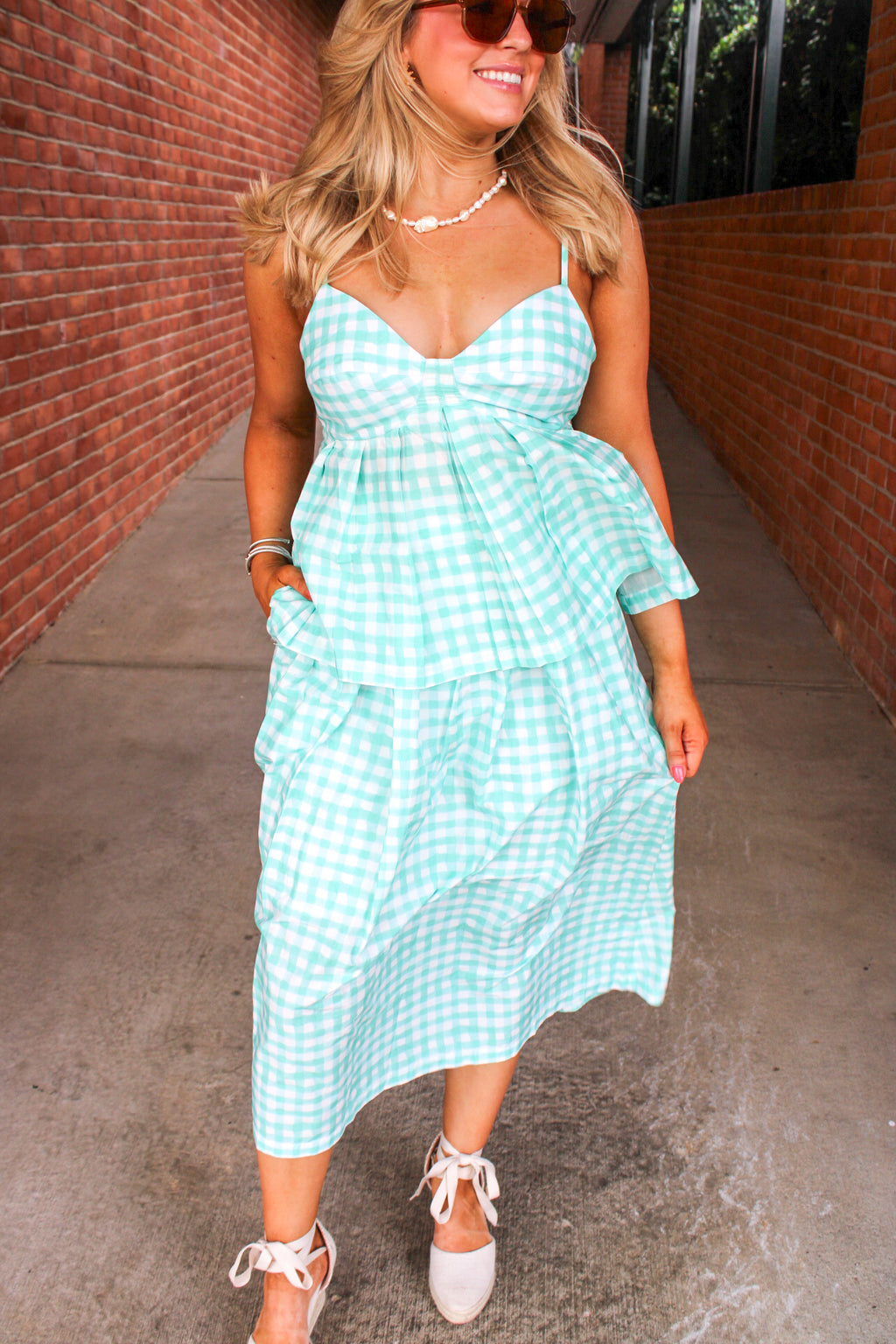 Mattie Gingham Pleated Camisole