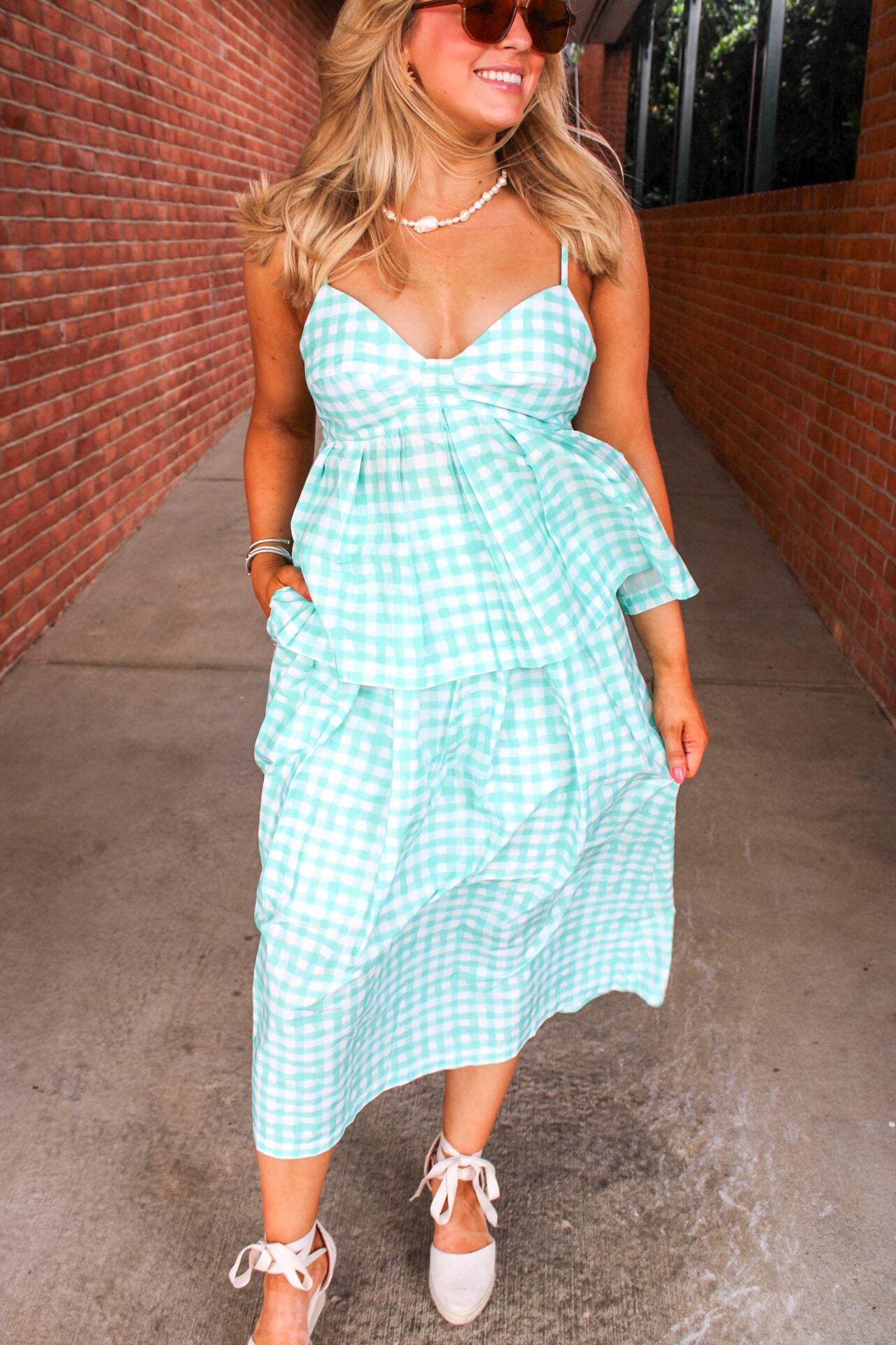Mattie Gingham Pleated Camisole