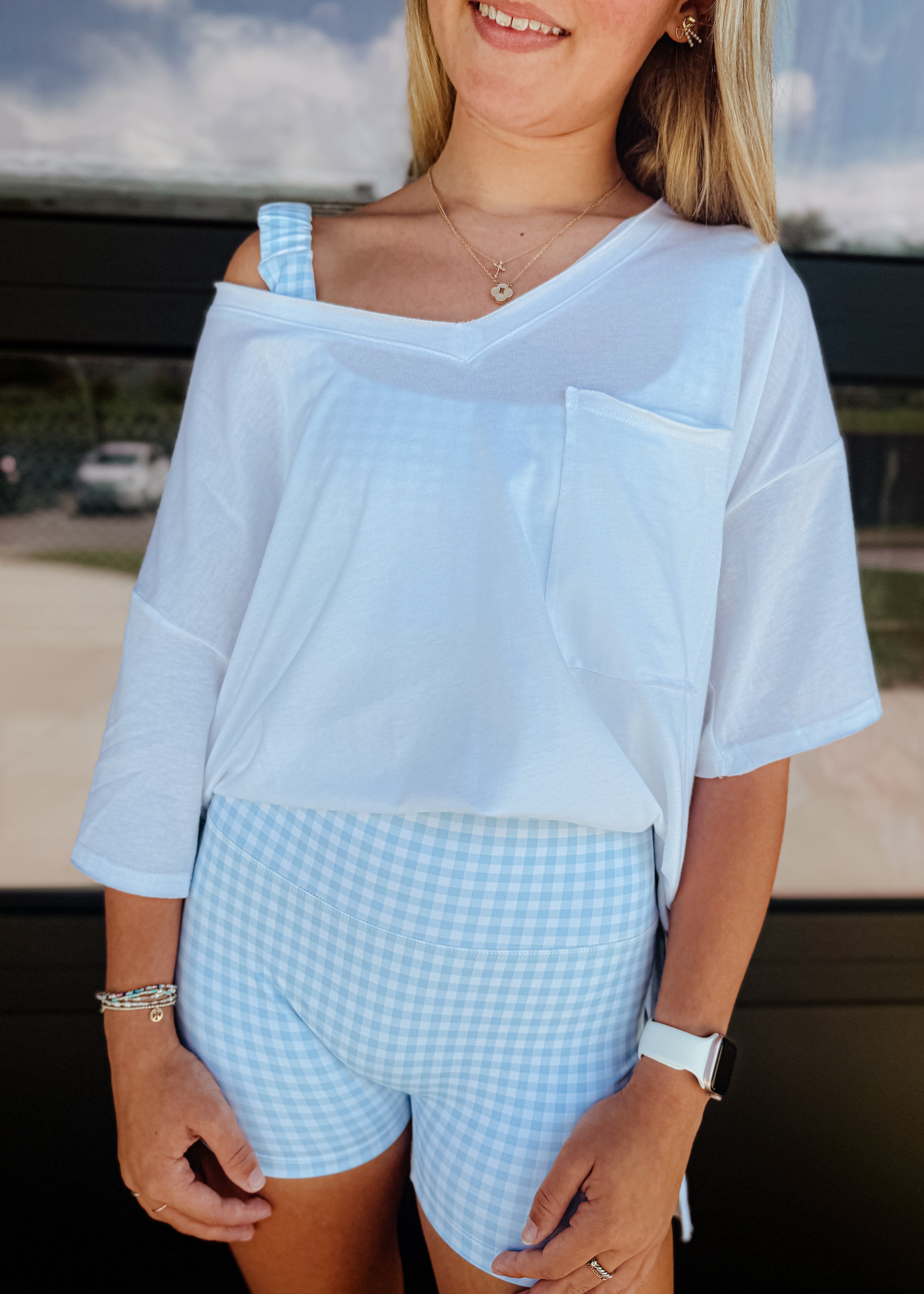 Gingham Print Ruched Bra Top