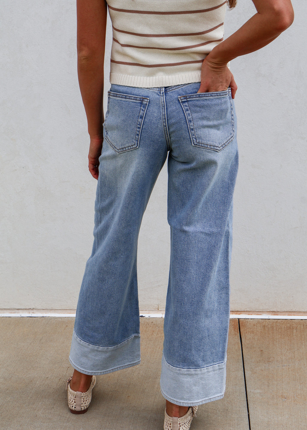Camila Cuffed Wide‑Leg Jeans