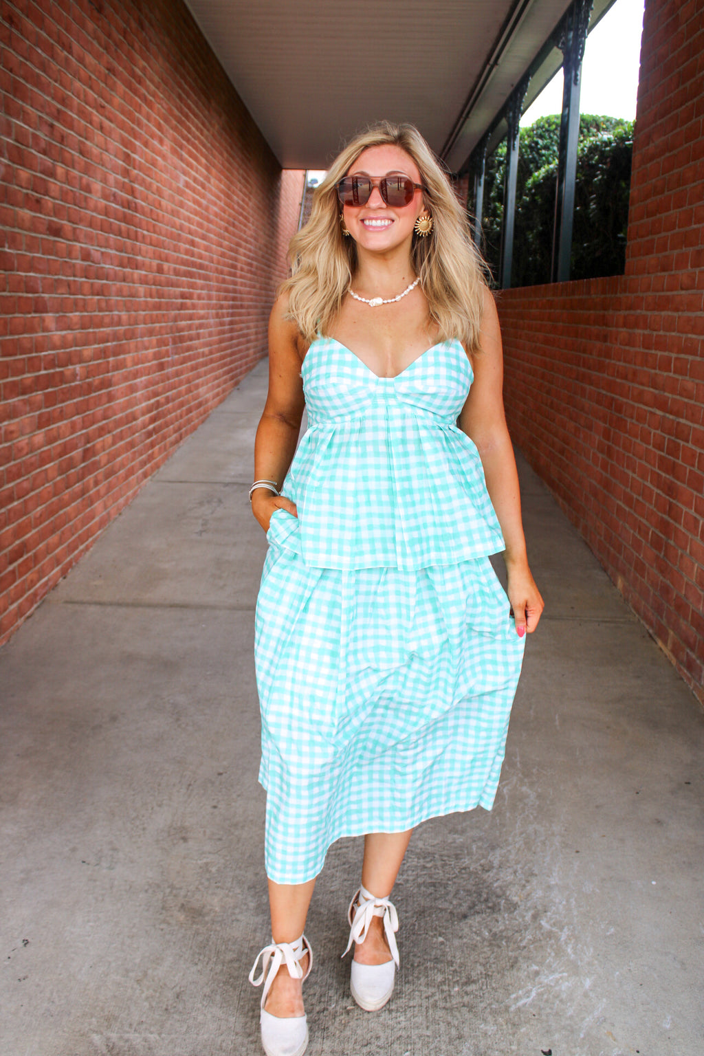 Mattie Gingham Pleated Camisole