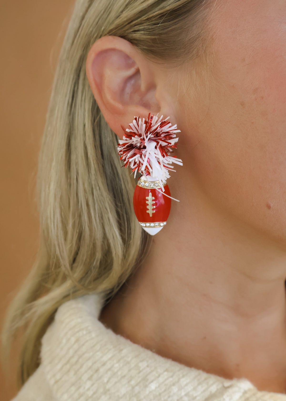 Pompom & Football Earrings
