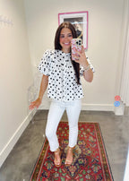 Lila Polka Dot Button-Down Top