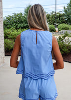 Molly Scallop Contrast Stitch Top