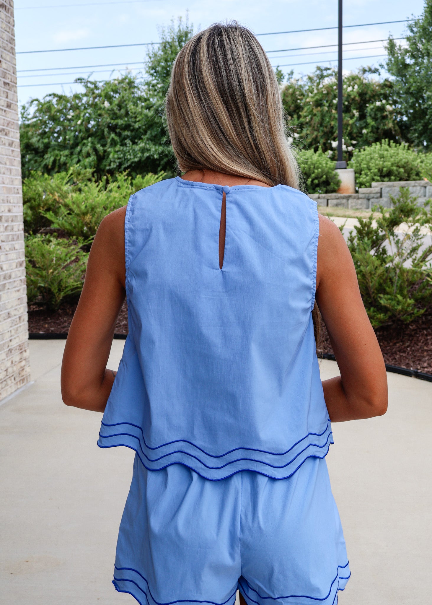 Molly Scallop Contrast Stitch Top