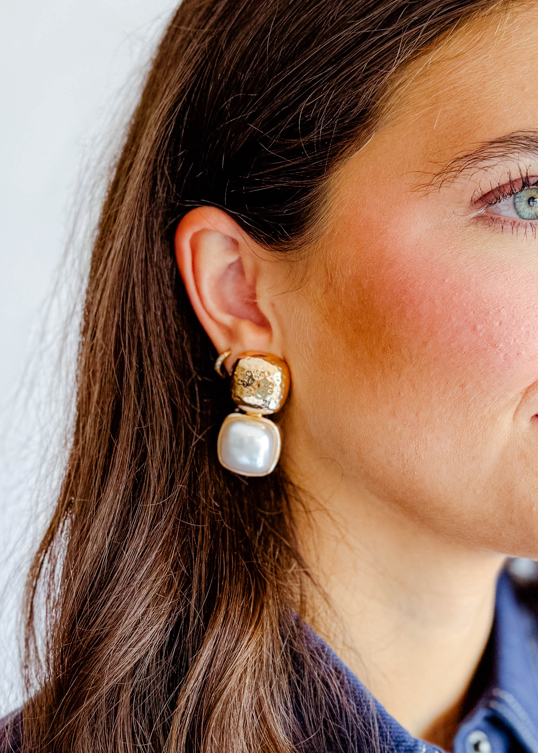 Color Double Layer Stone Earrings