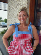 Delphine Tie Strap Gingham Top