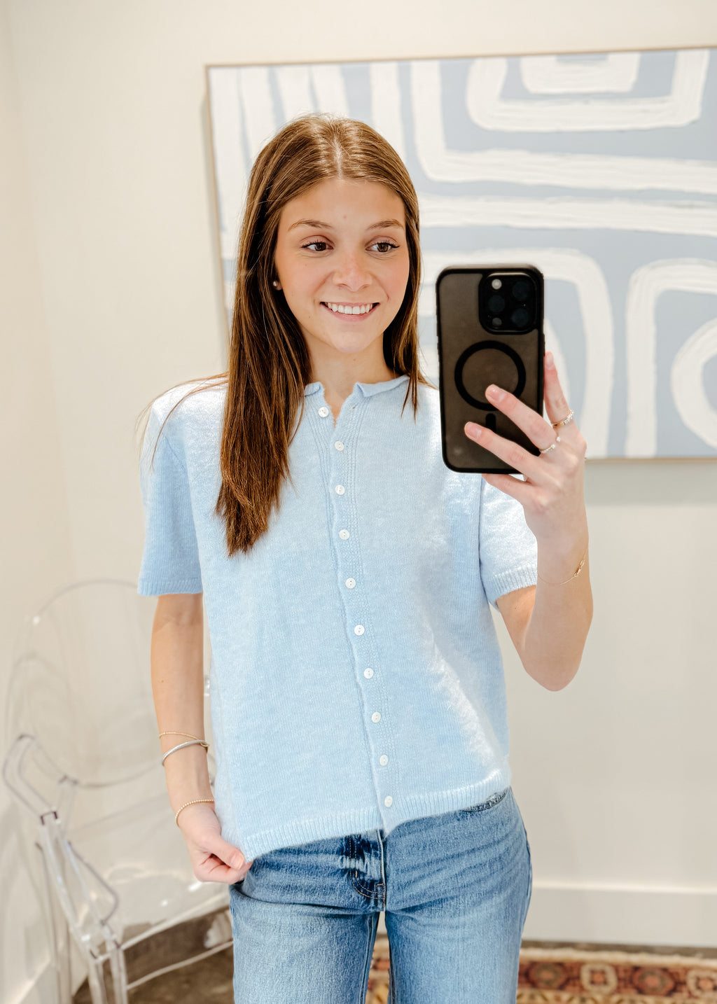 Short Sleeve Button Cardigan