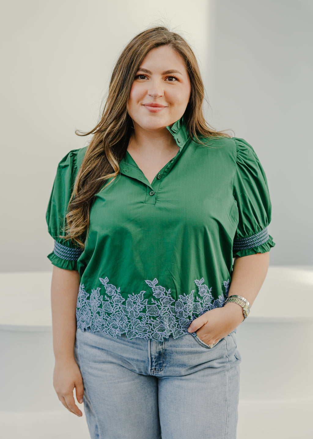 Blair Floral Hem Puff Sleeve Top