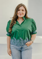 Blair Floral Hem Puff Sleeve Top